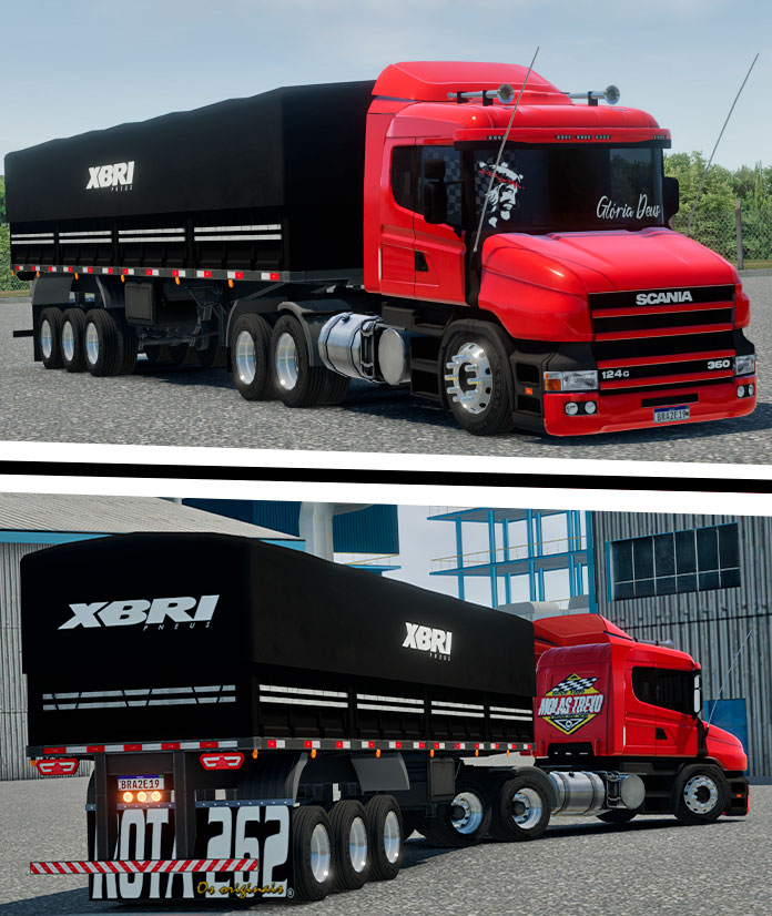 Skins Scania 124G Vermelha Qualificada na Granel Preta